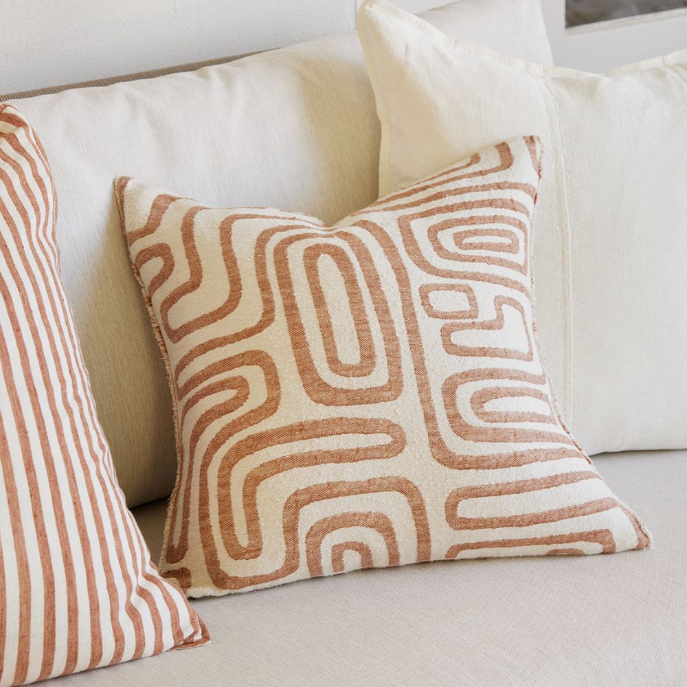 Wanderer Alfresco Outdoor Cushion - White/Nutmeg 50x50cm