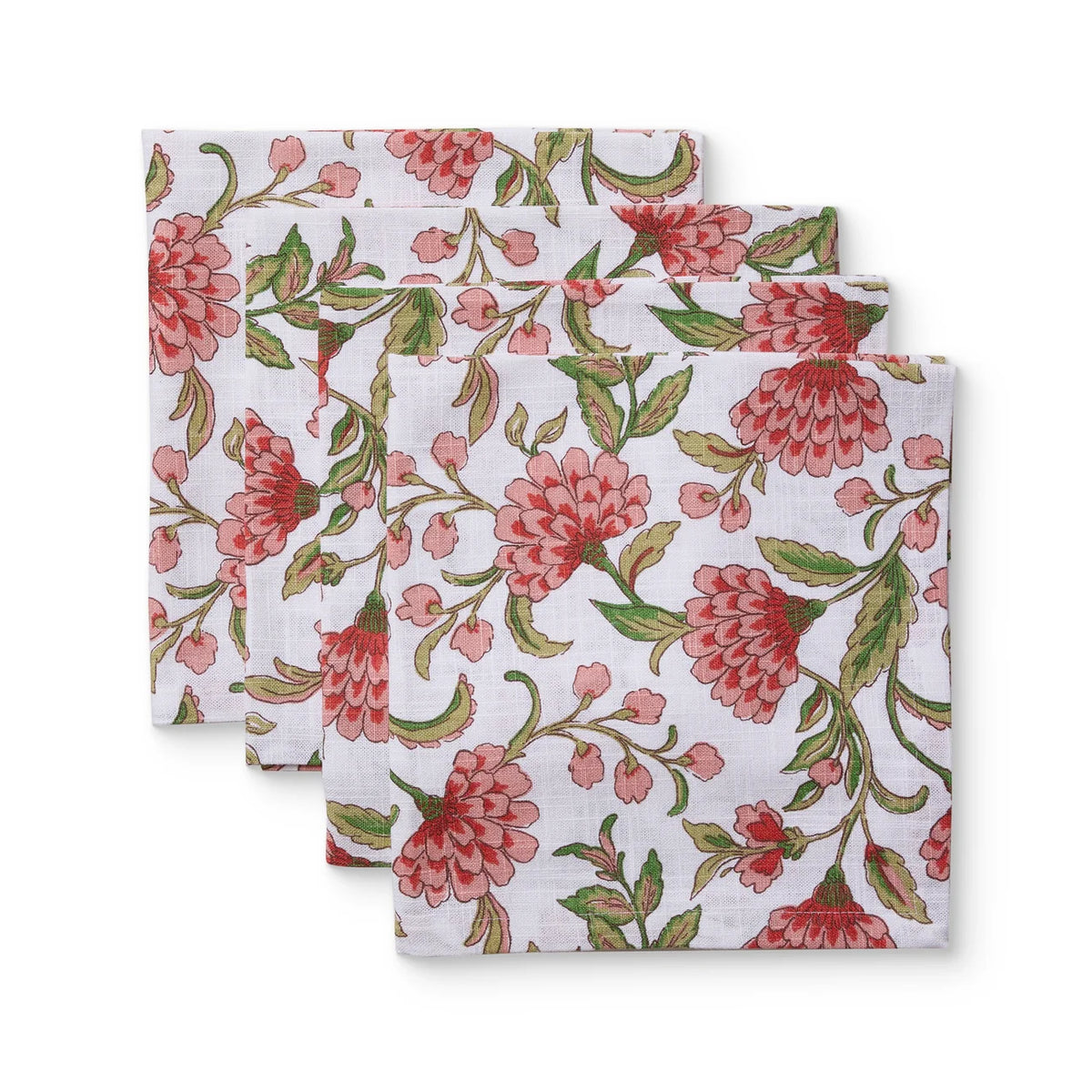 NAPKIN SET 4 GEORGIA PINK/GREEN