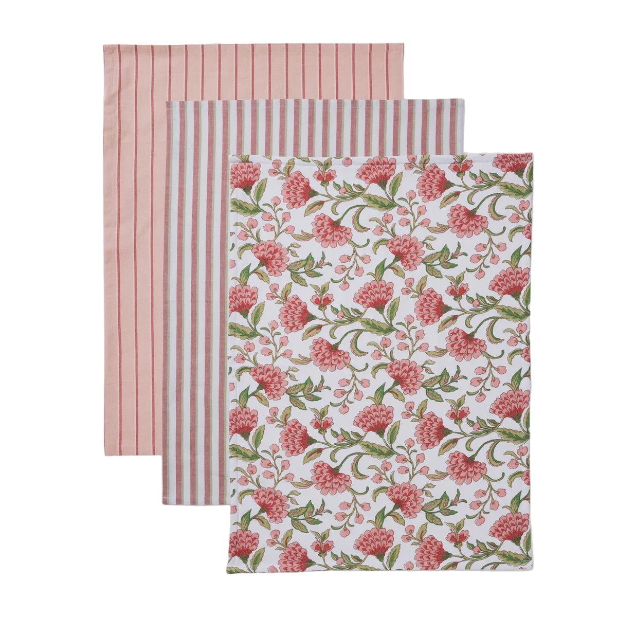TEATOWEL PACK 3GEORGIA PINK/GREEN