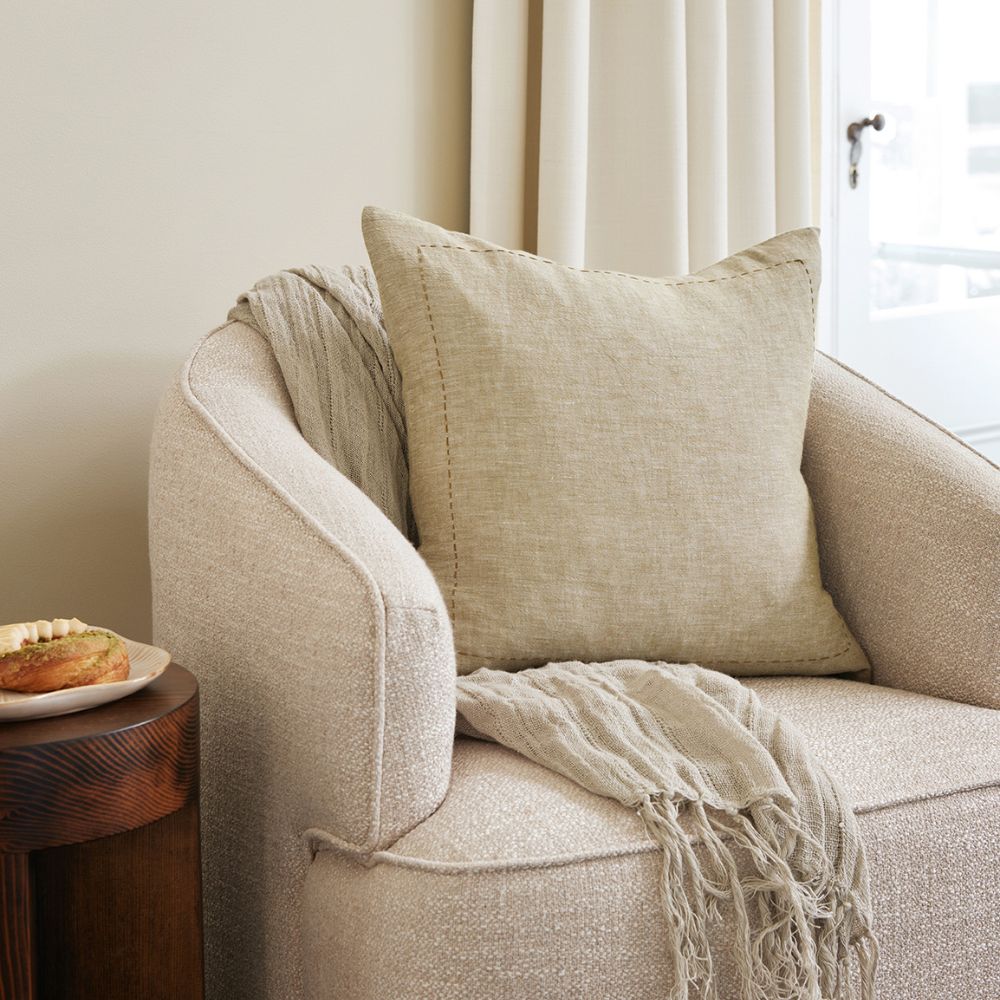 Cushion Bound Moss Green Chambray 50x50cm