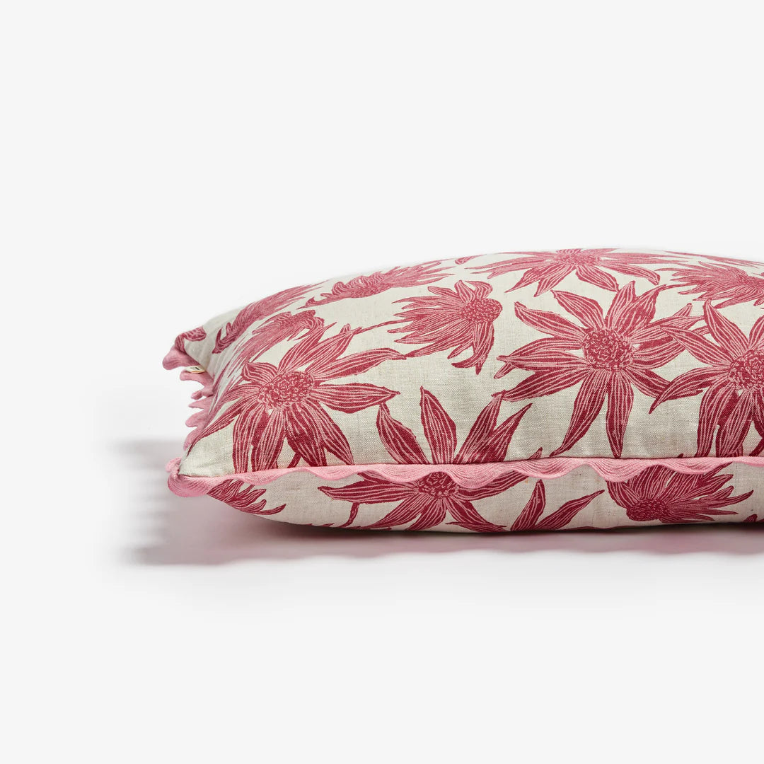 Cushion Flannel Flower Pink 60x40cm