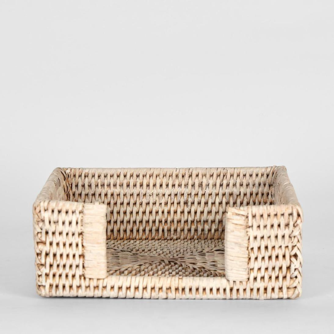 Napkin Box Paume Rattan Square White Wash
