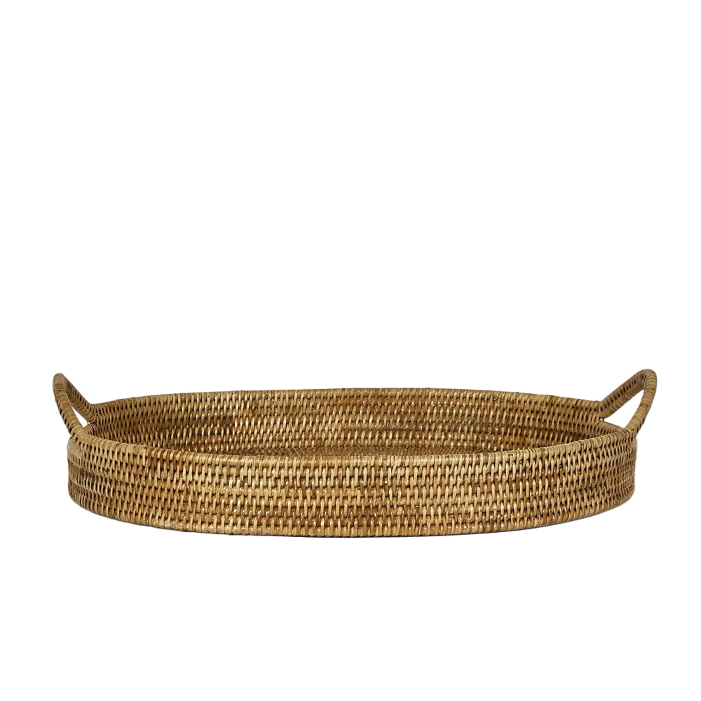 Tray Rattan Oval with Handles Paume