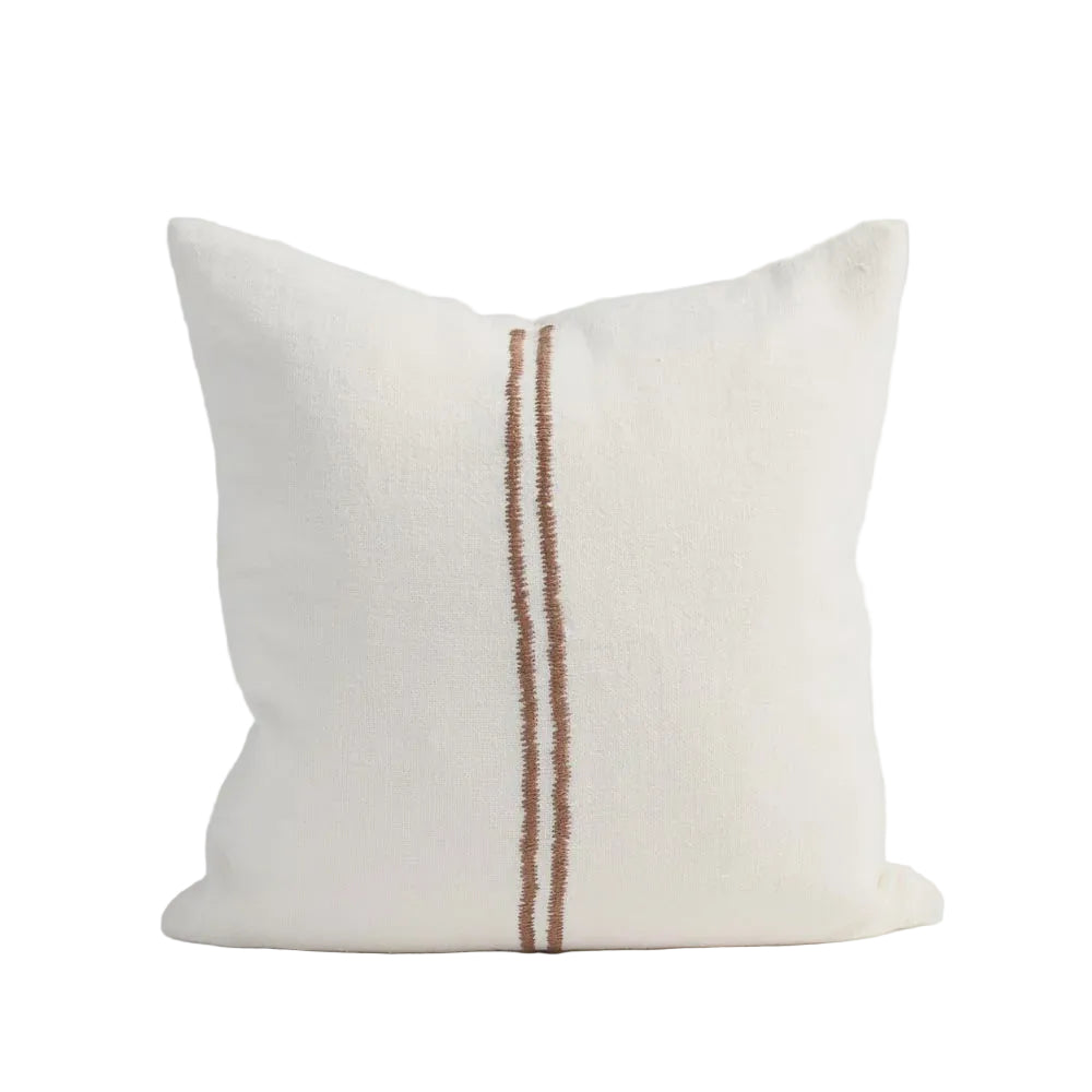 Cushion Orion Linen Off White/Choc 50cm
