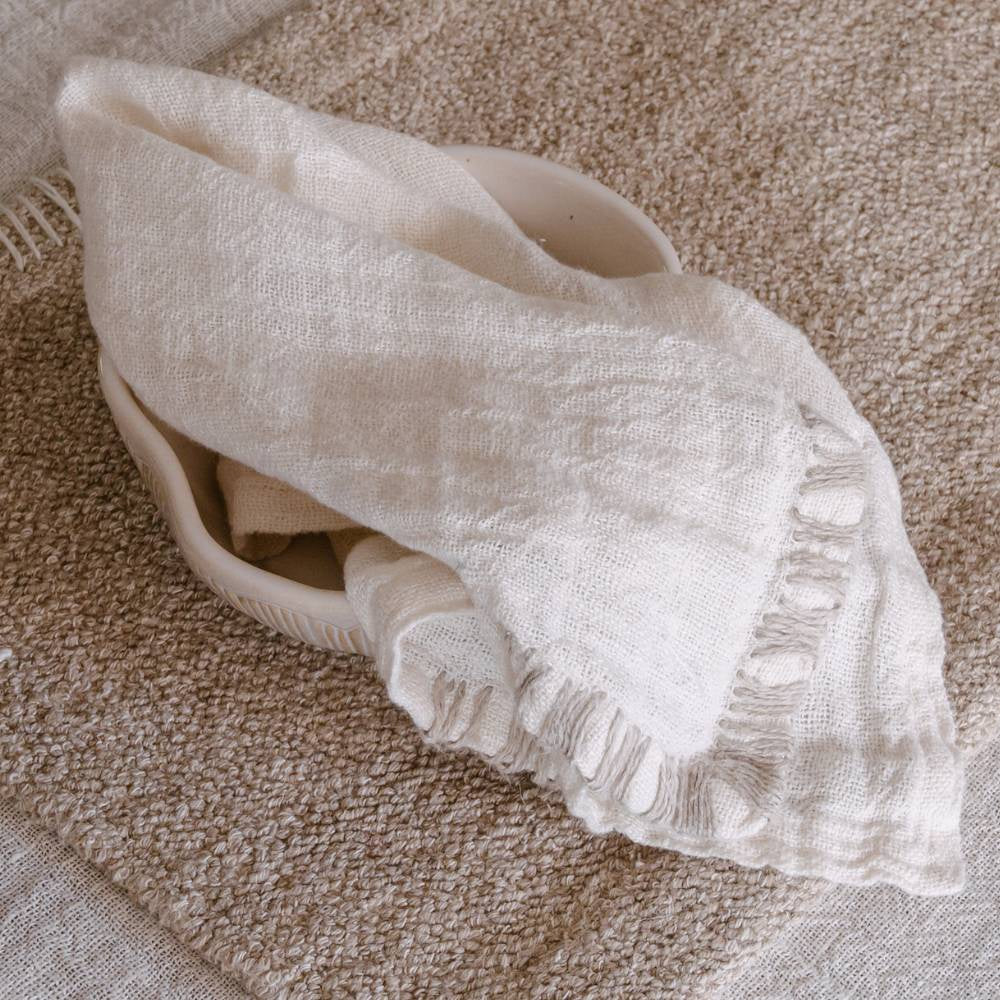 Napkin Zayra Ivory W Nat Stitching