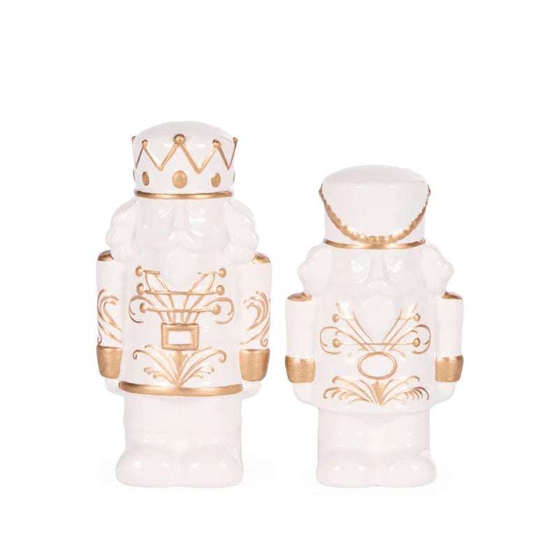 Ivory & Gold Nutcraker Salt & Pepper Shakers
