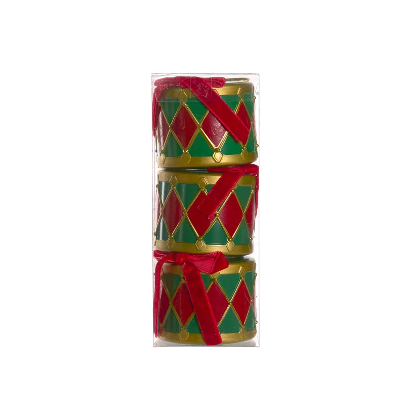 Set/3 Red & Green 7cm Hanging Drums