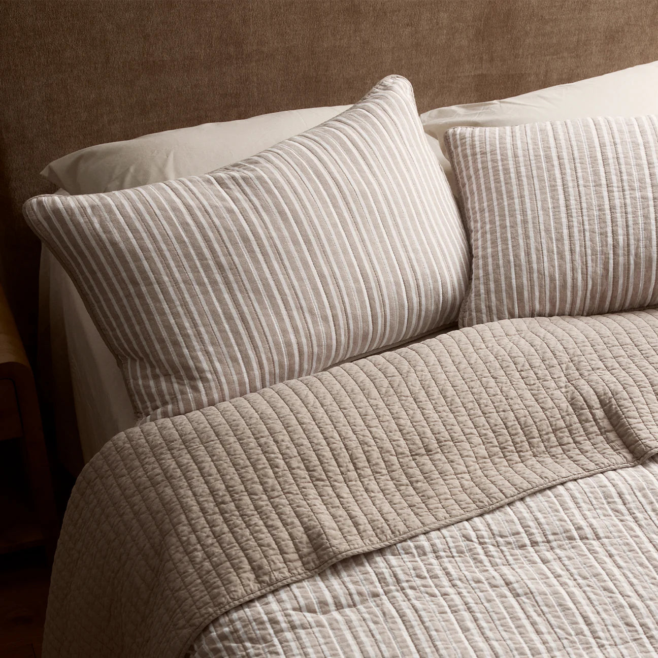 Pillow Case Set Sinclair Coffee Stripe 48x73