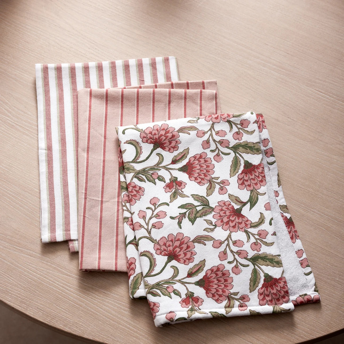 TEATOWEL PACK 3GEORGIA PINK/GREEN