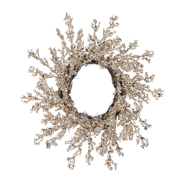 Wreath Ice Glitter Champagne Sml