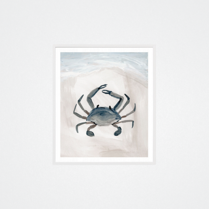 Print Seaside Portrait Blue 5 Crab 44x51