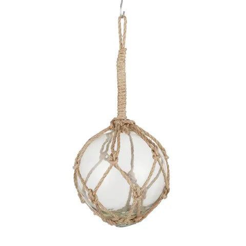 Buoy GFlass Ball w Rope Clear 13cm