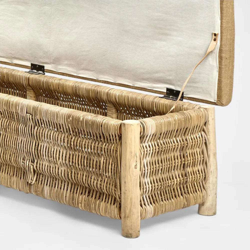 Cancun Wicker Bench Natural