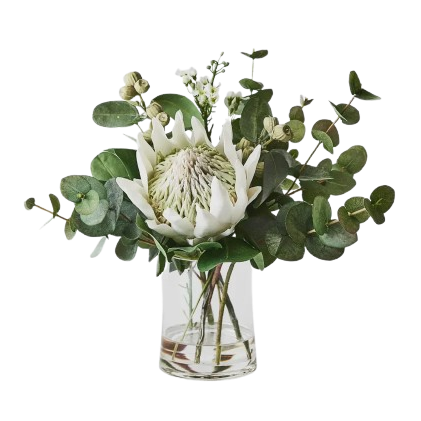 Protea King Mix Vase Wht 30x20cm