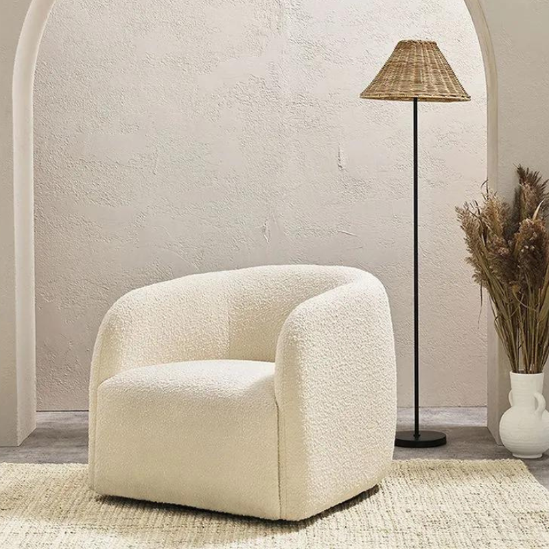 Armchair Boucle Swivel Ivory