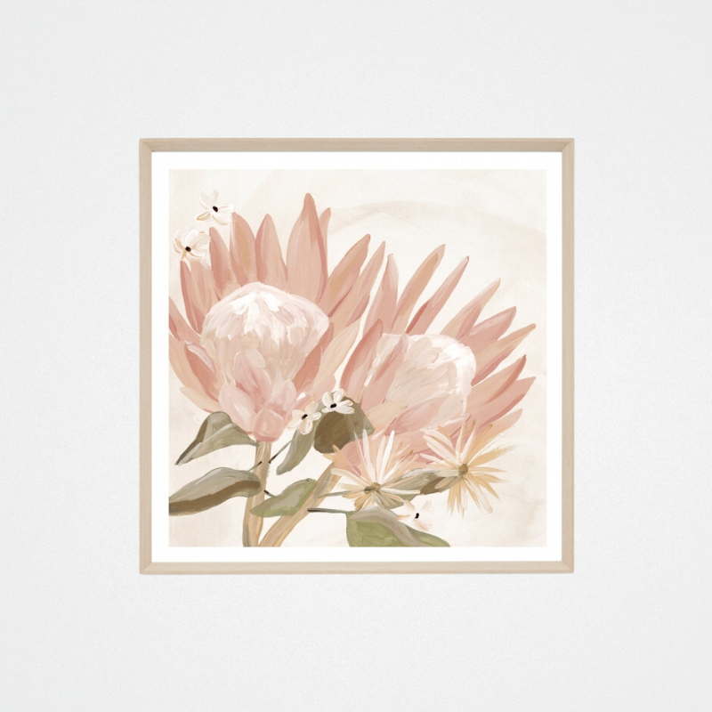 Print Painterly Wildflowers Blush 84x84
