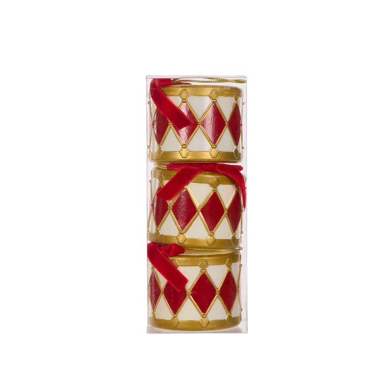 Set/3 Red & White 7cm Hanging Drums