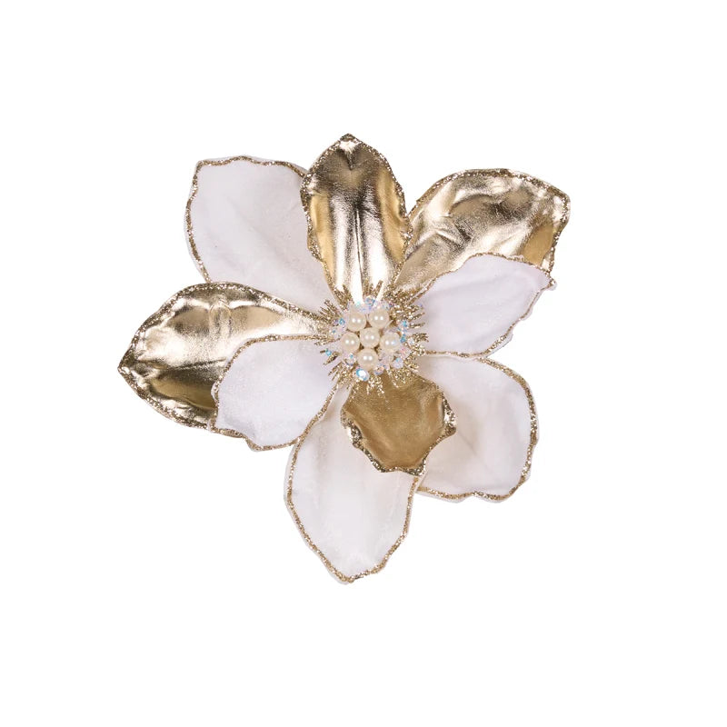 Ivory And Champagne Pearl Flower Clip