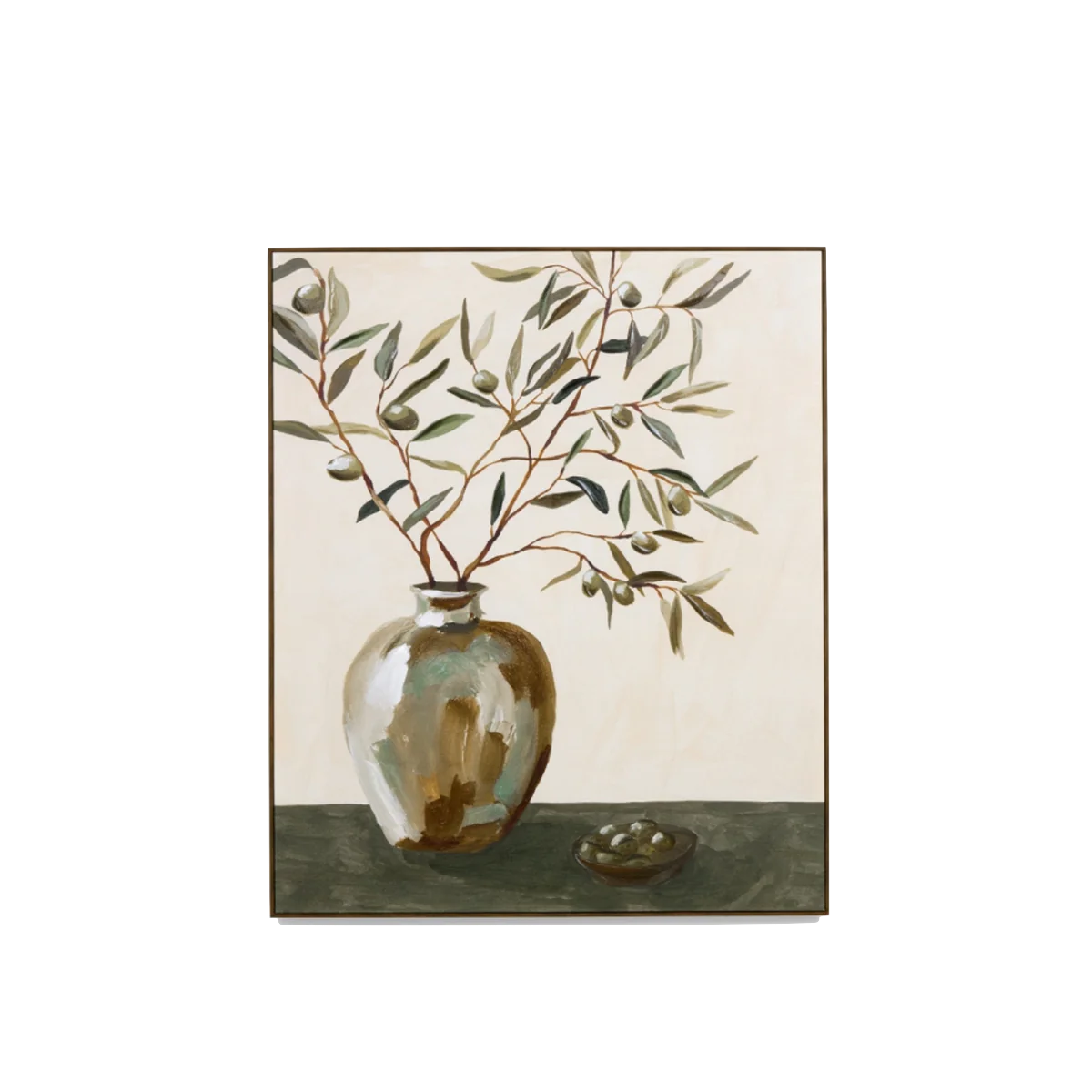 Canvas Olive Arrangement Green Framed 100x120