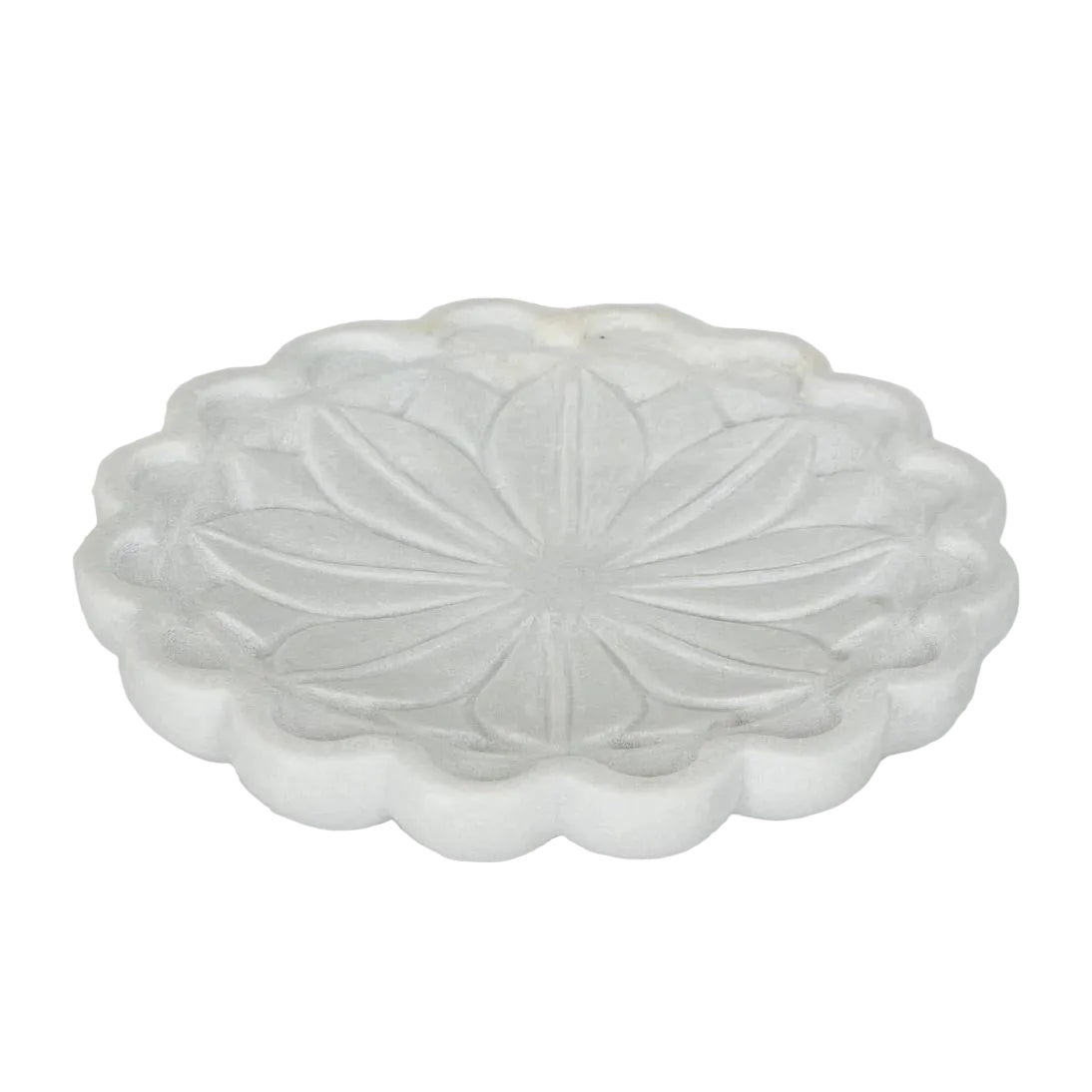 Bowl Lia Marble Flower White Med