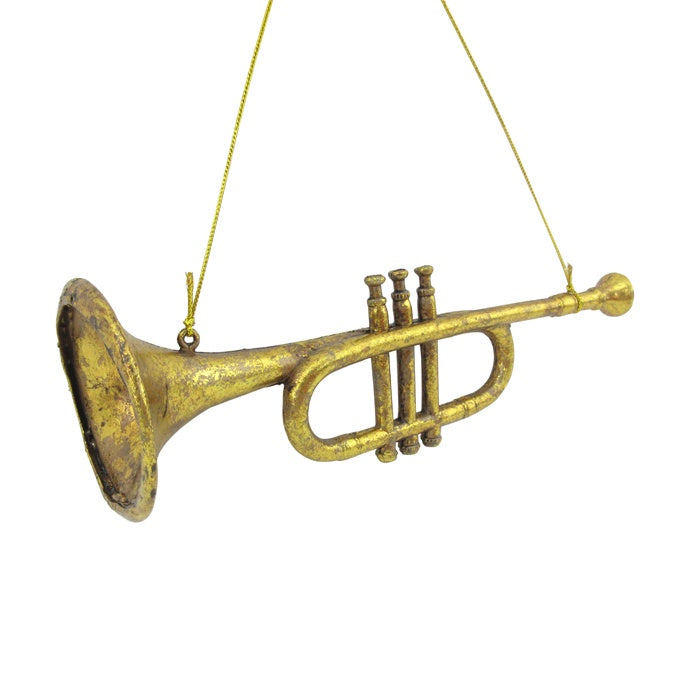 Ornament Gold Trumpet Plastic