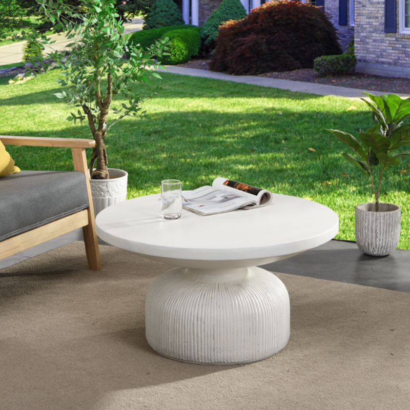 Tambor concrete outdoor drum coffee table deals