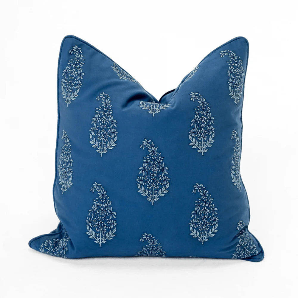 Cushion Outdoor Devon Paisley Emb. Blue 55cm