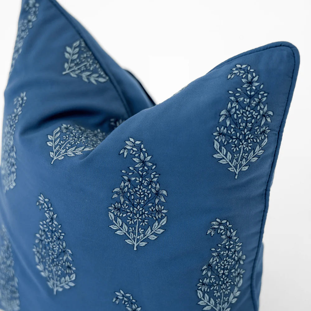Cushion Outdoor Devon Paisley Emb. Blue 55cm