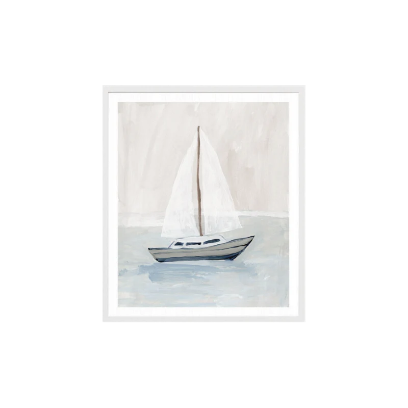 Print Seaside Portrait Blue 1 Boat 44x51