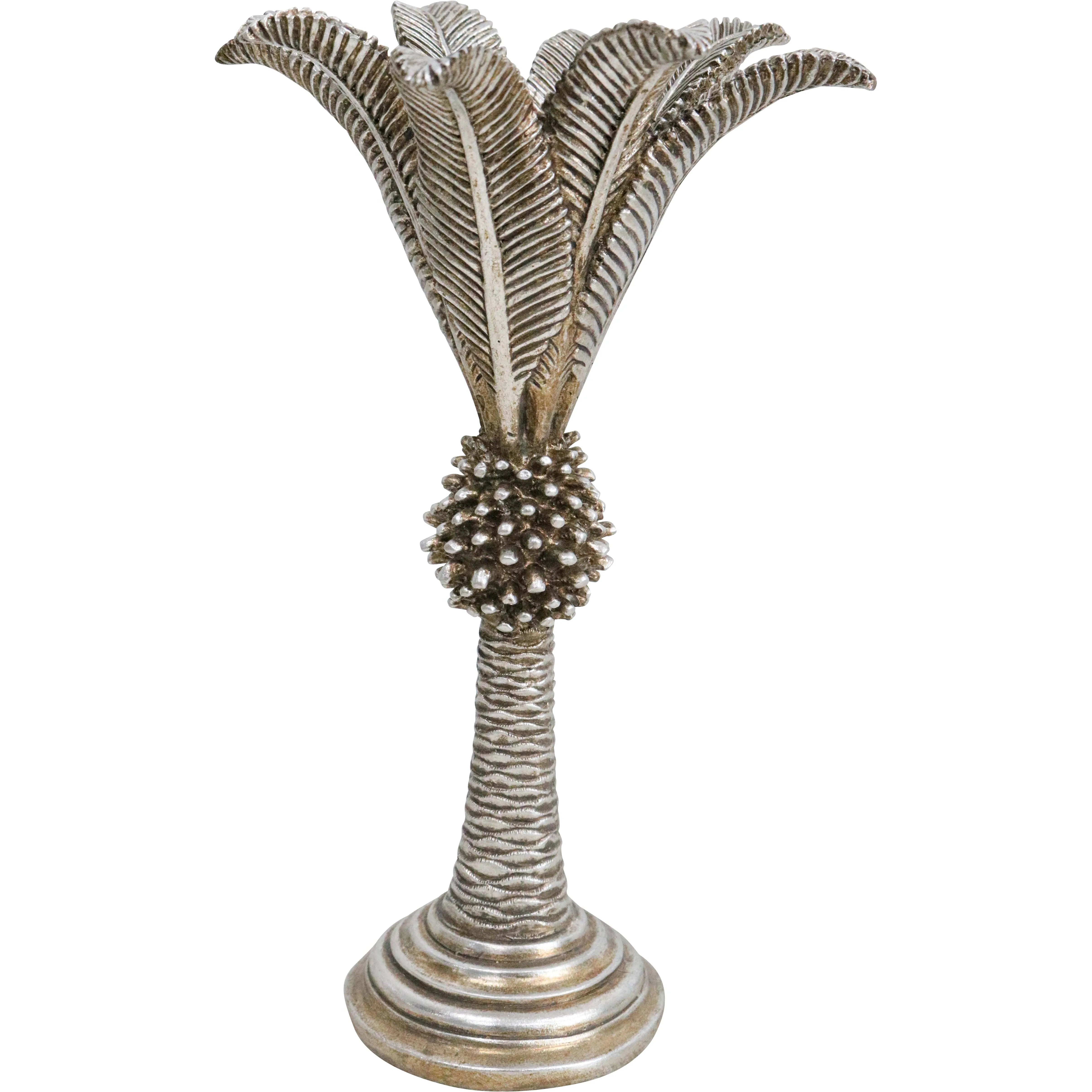 Candle Holder Queen Palm Champagne Med