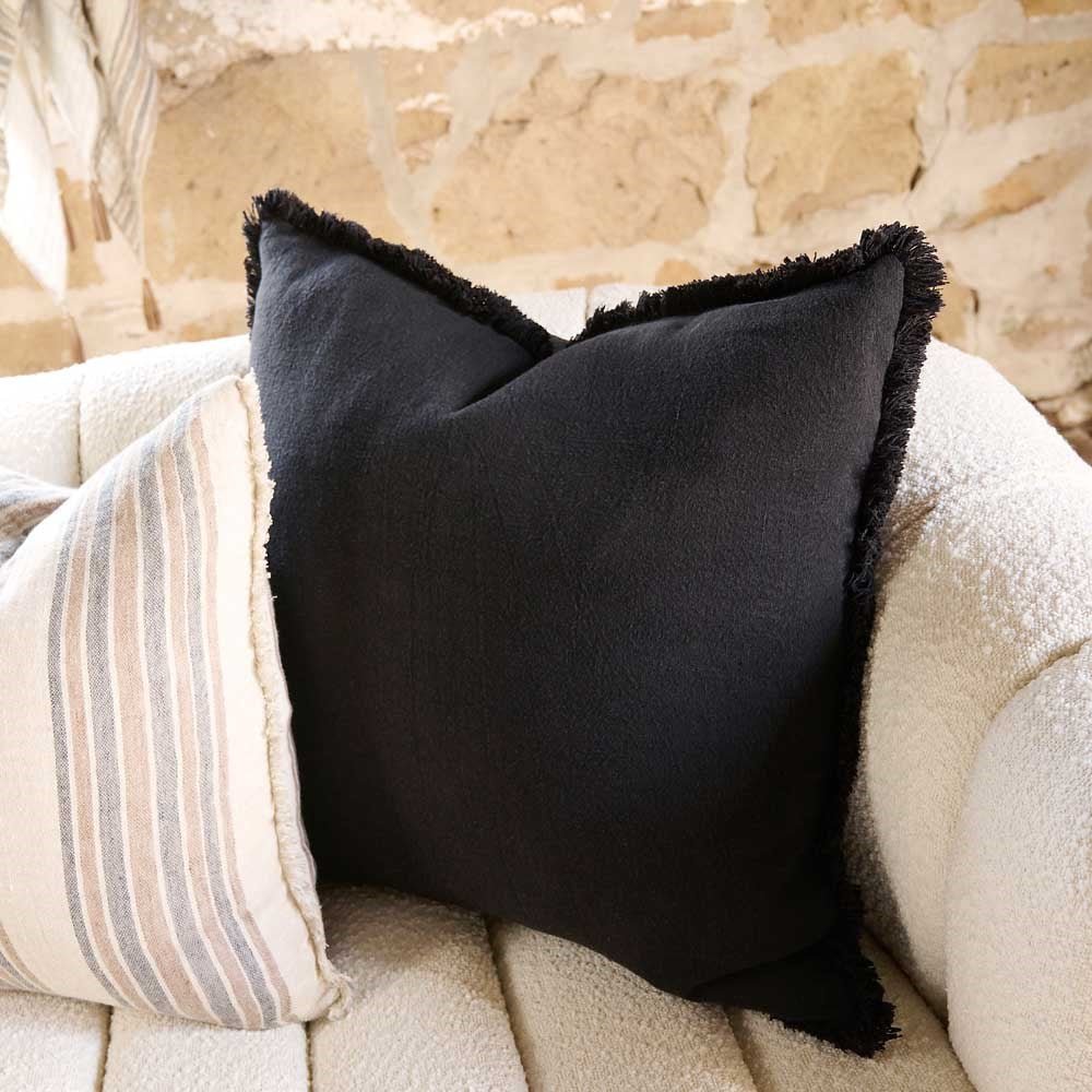 Cushion Luca Boho Linen - Black 40x60cm