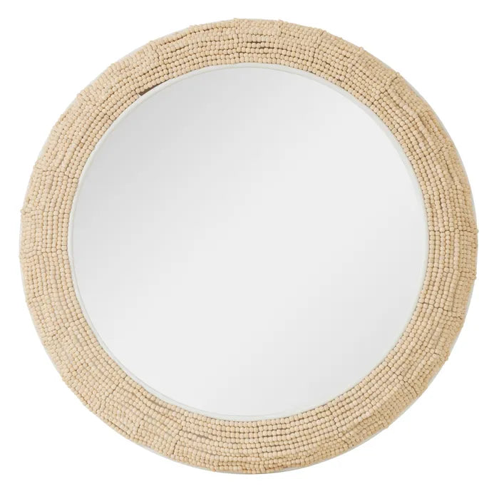 Mirror Perline Wood Bead Nat/Wht