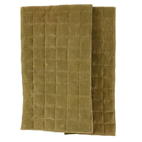 Throw Vera Quilted Velvet  130x180cm Olive