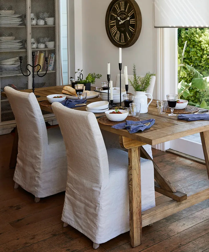 Chair Dining Slip Cover Natural 102cmH