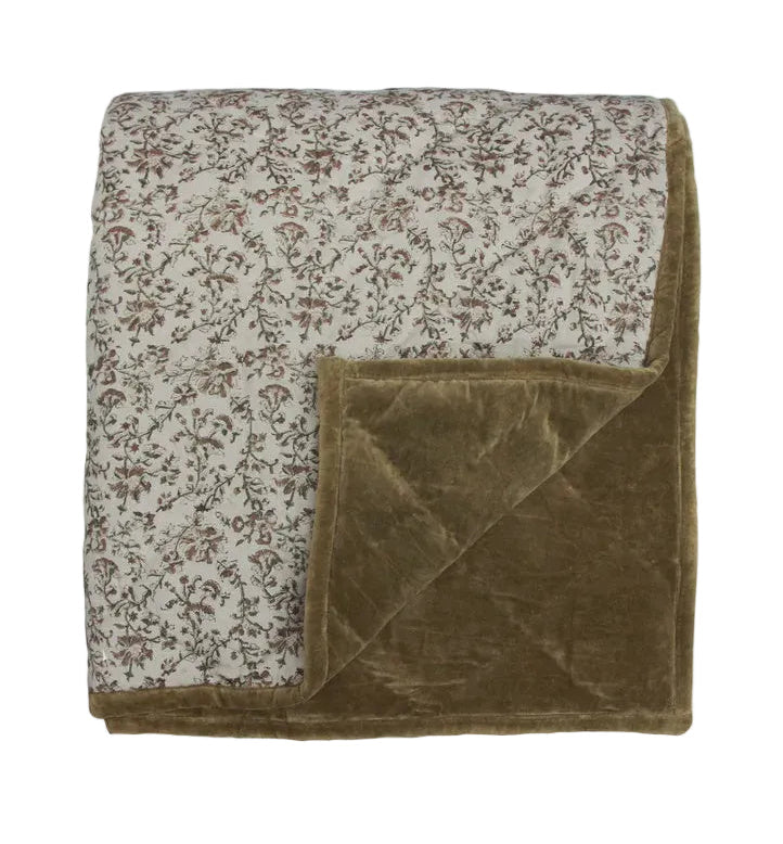 Quilt Lilibeth Handblocked Olive Velvet Lrg