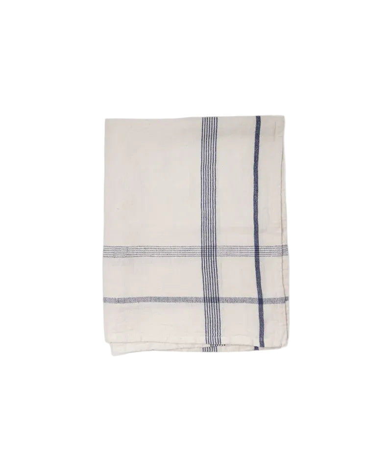 Teatowel Plaid Cotton Linen Marine Blue