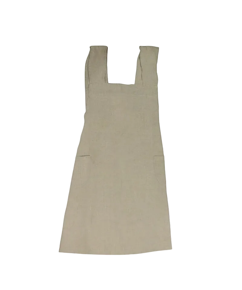 Apron Cross Back Natural Stonewash Linen