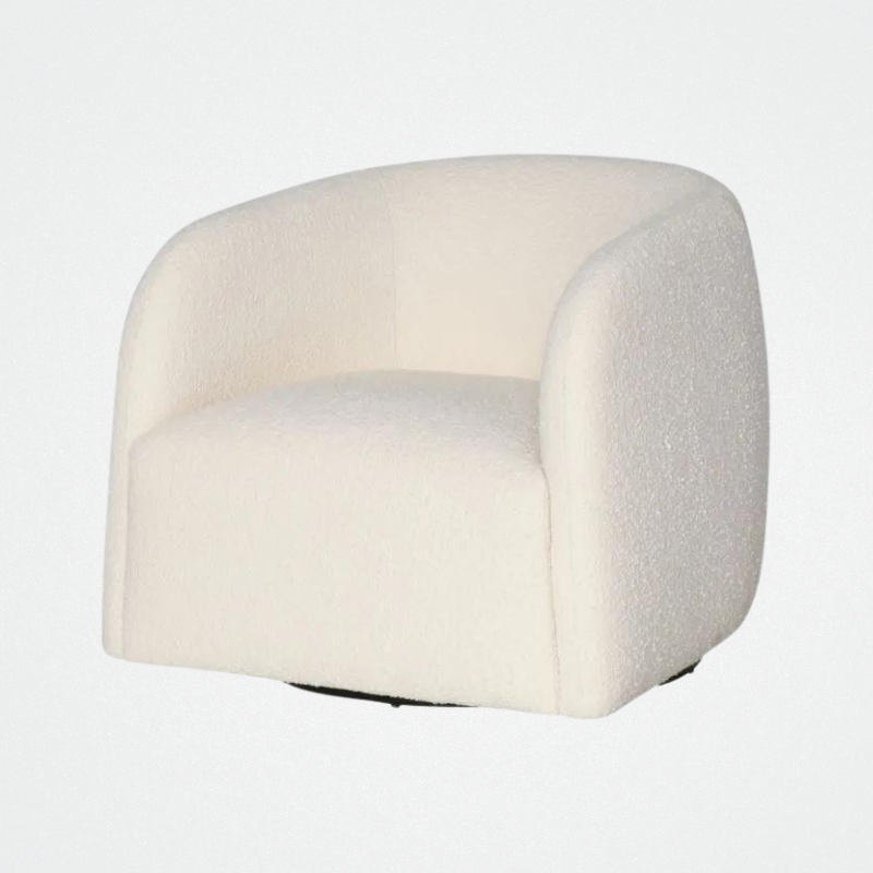 Armchair Boucle Swivel Ivory