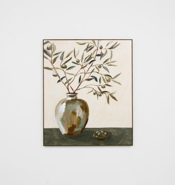 Canvas Olive Arrangement Green Framed 100x120